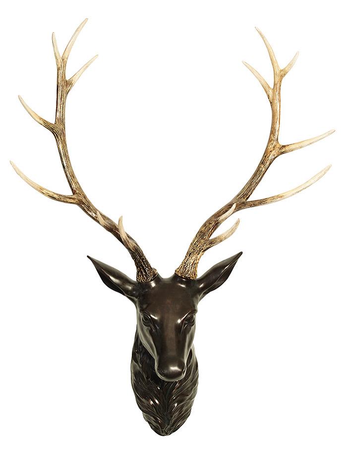 Resin Black & Natural Deer Head