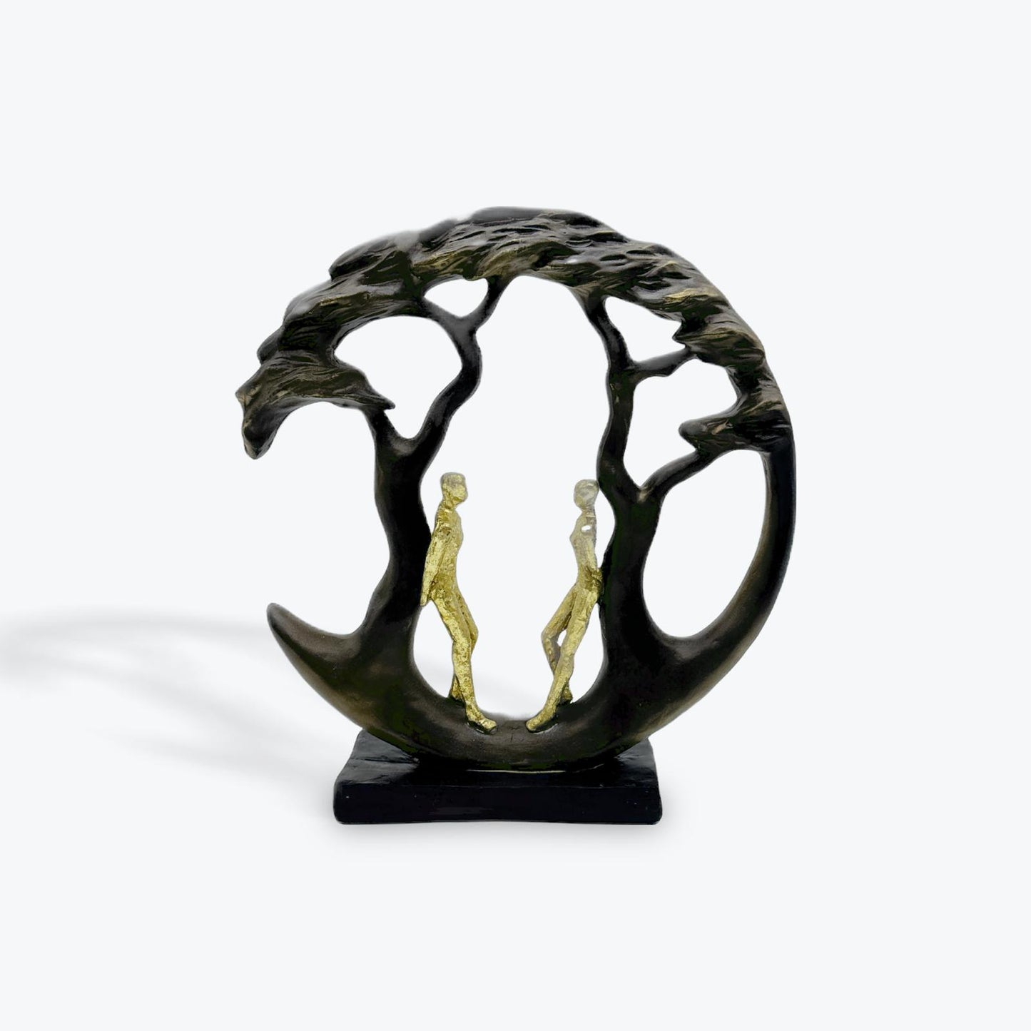 Couple Under Tree Statue, Black/Gold