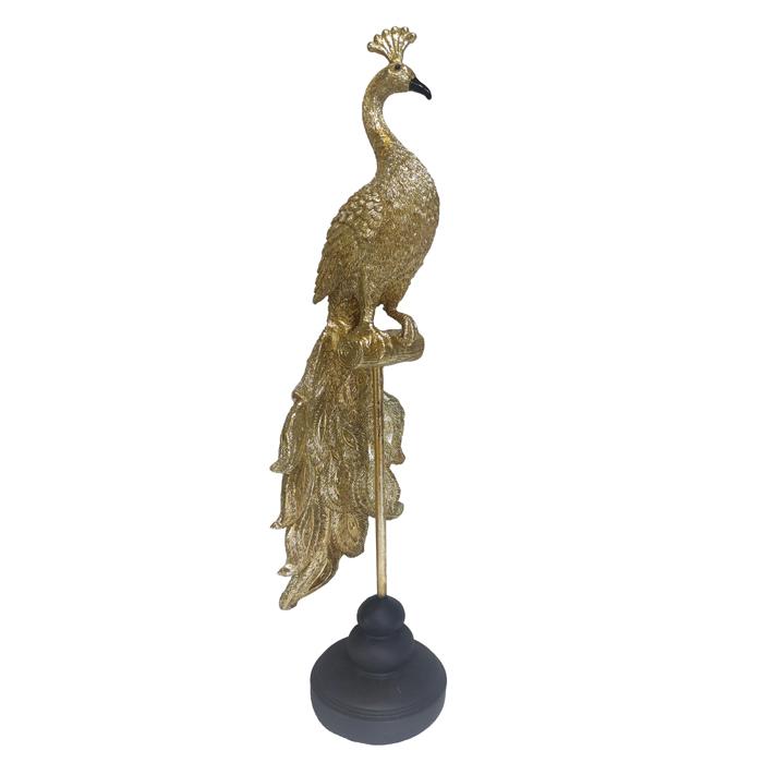 Gold Resin Peacock on Stand