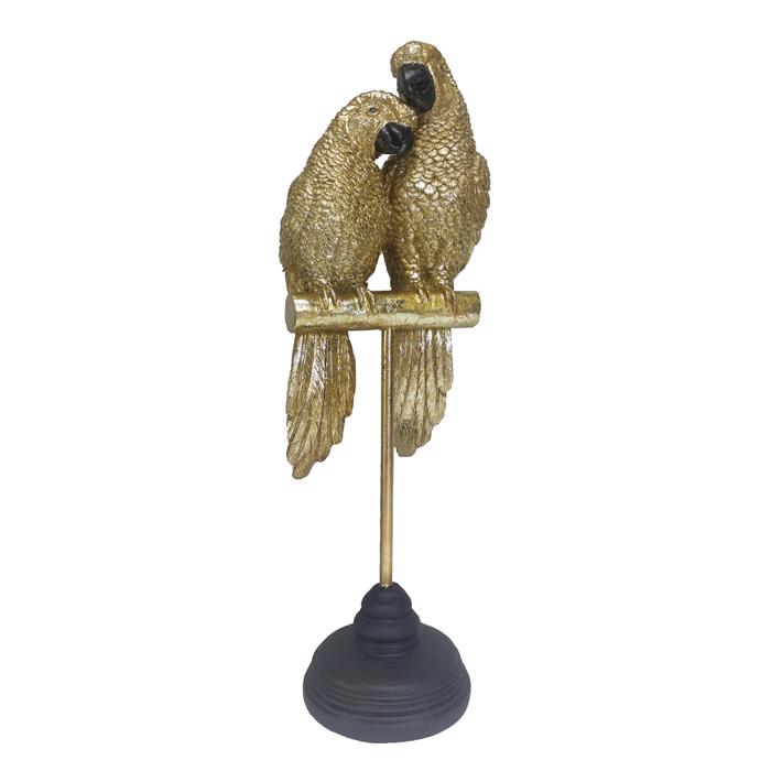 Gold Resin Parrot On Stand
