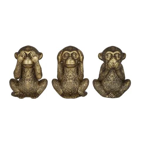 No Evil S/3 Resin Monkey Sculptures