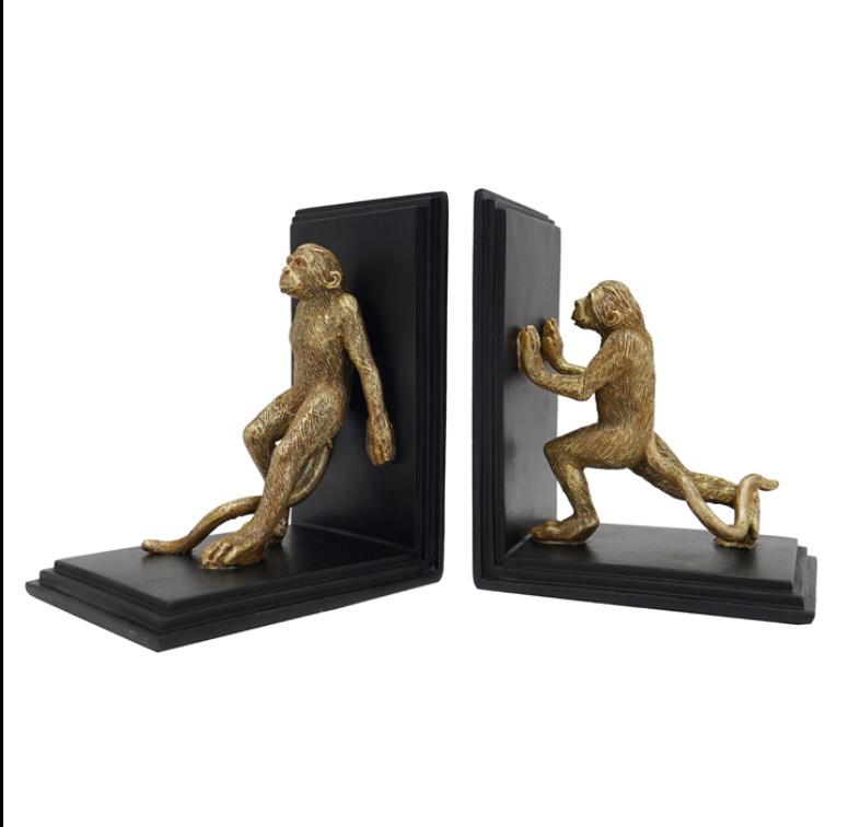 Resin Gold Monkey Bookends