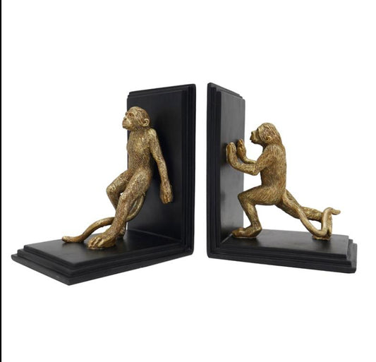 Resin Gold Monkey Bookends