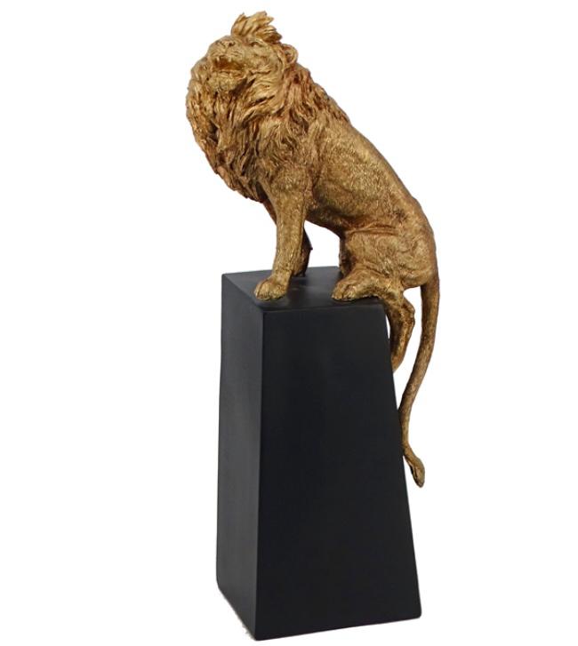 Resin Gold Lion On Perch