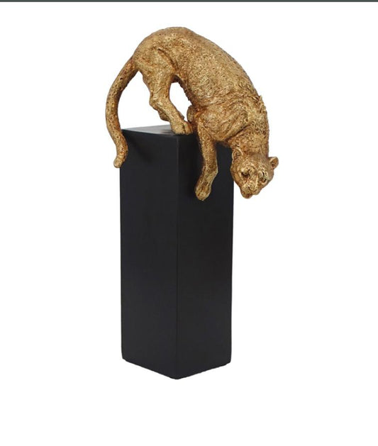 Resin Gold Leopard On Perch