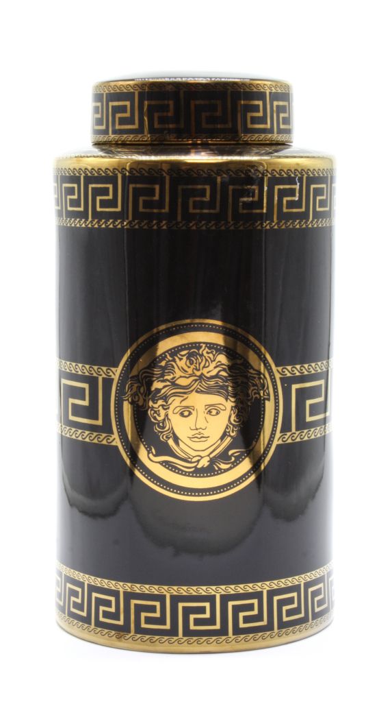 Jar Cylinder Black & Gold Medusa
