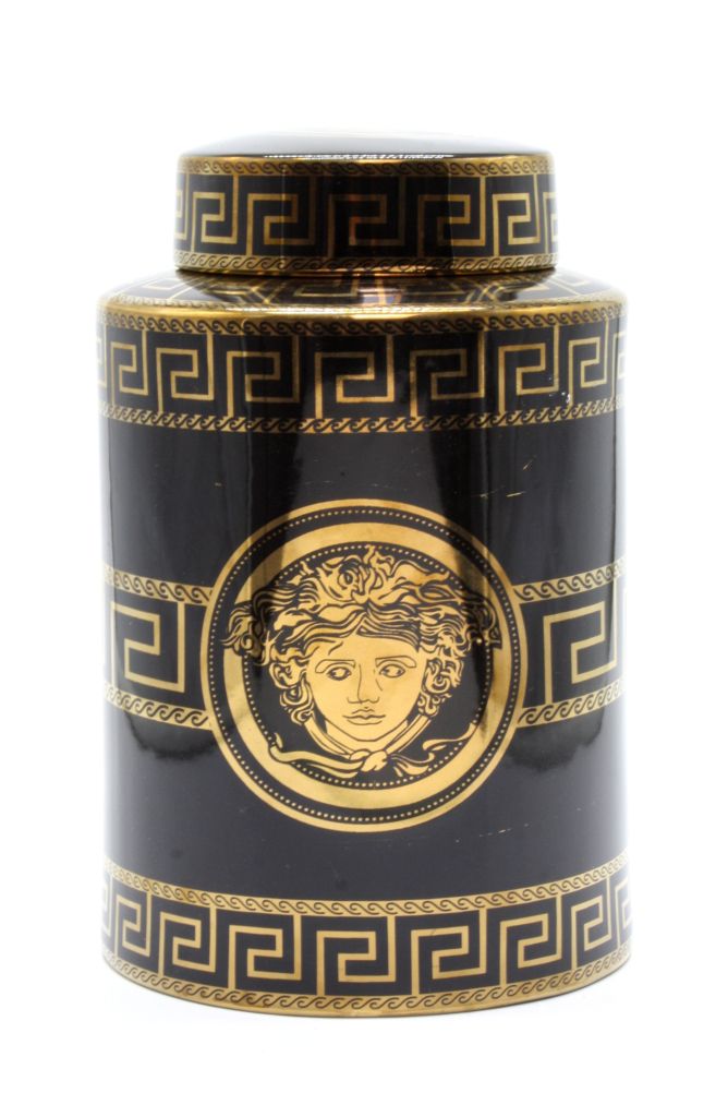 Jar Cylinder Black & Gold  Medusa