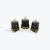 3PCS Porcelain Canister Set, Black/Gold Marble